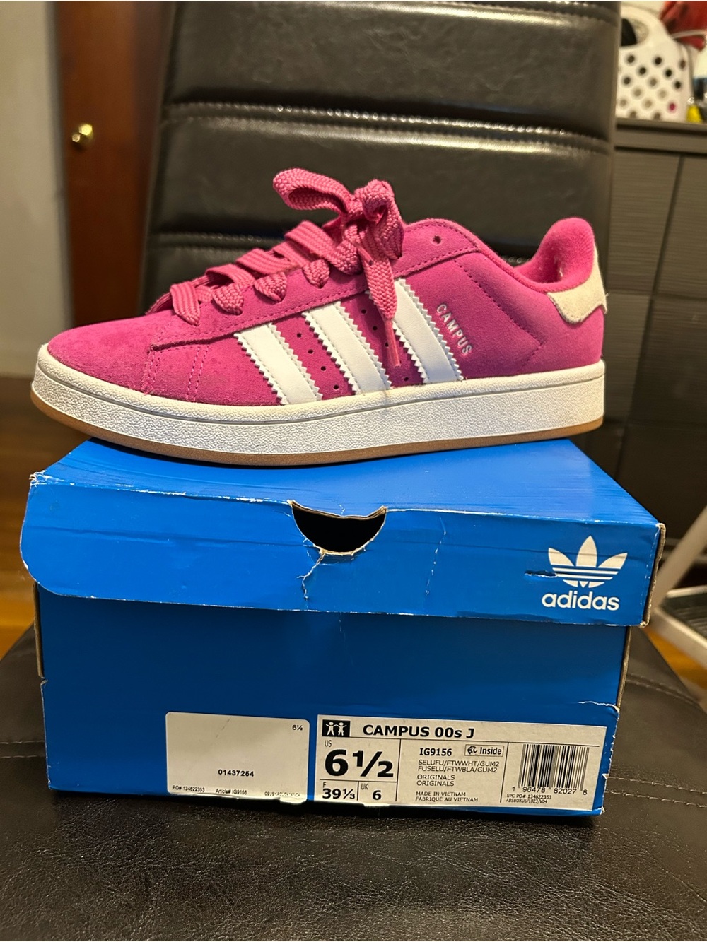 adidas Kids Campus Suede Sneakers - Hot Pink & White